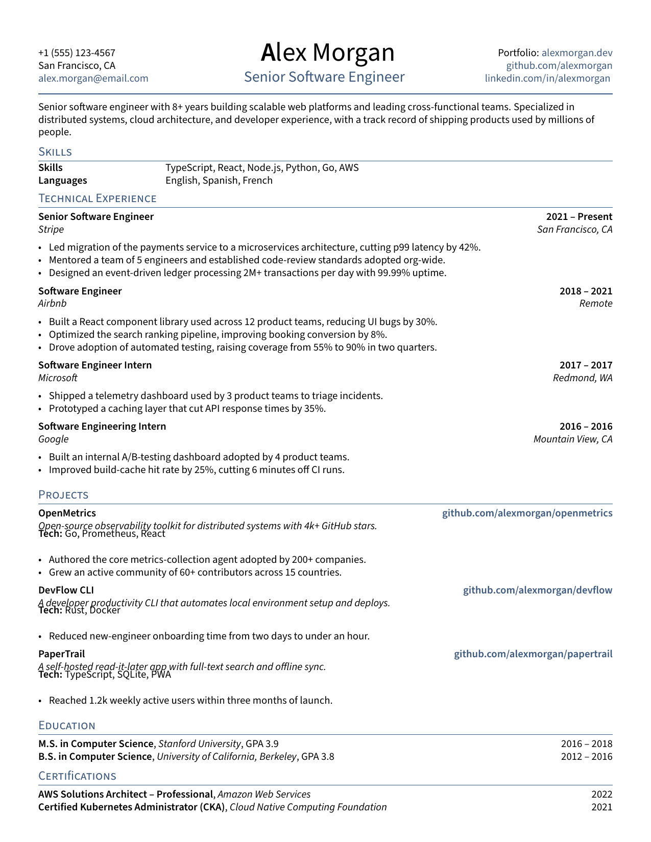 Data Science resume template