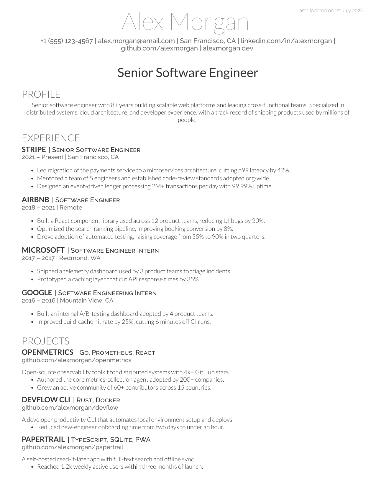 Deedy resume template