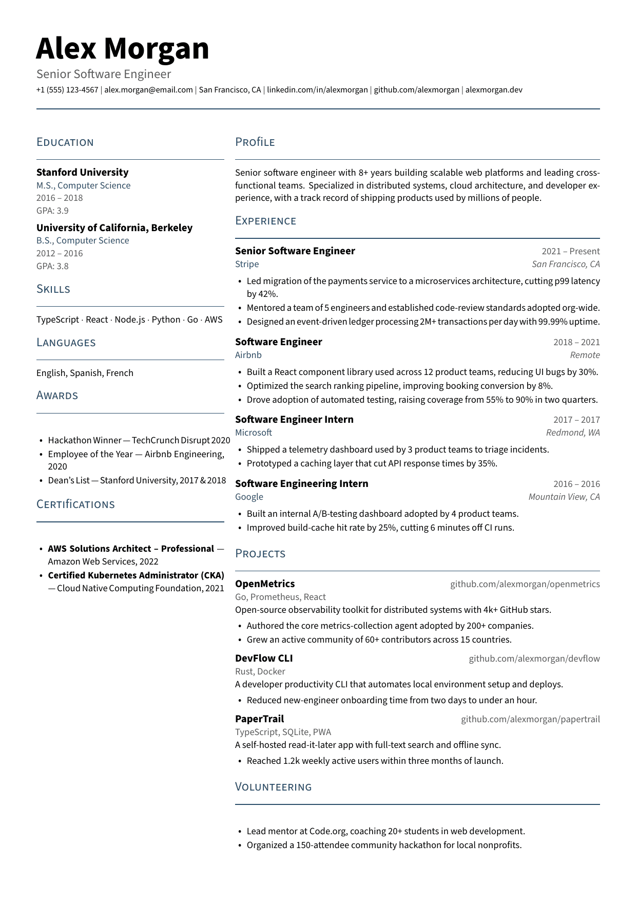 Deedy Two-Col resume template