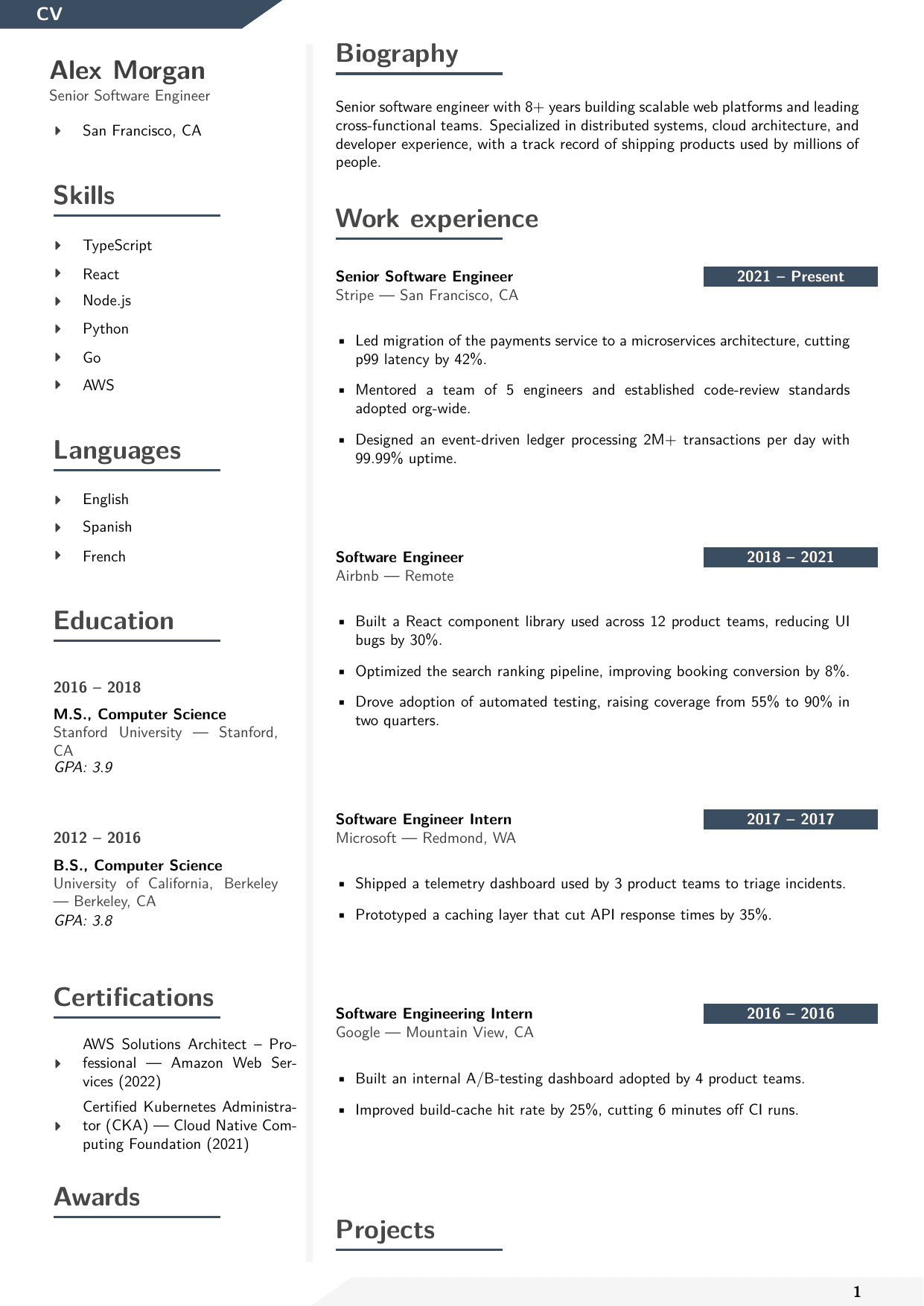 Modern resume template