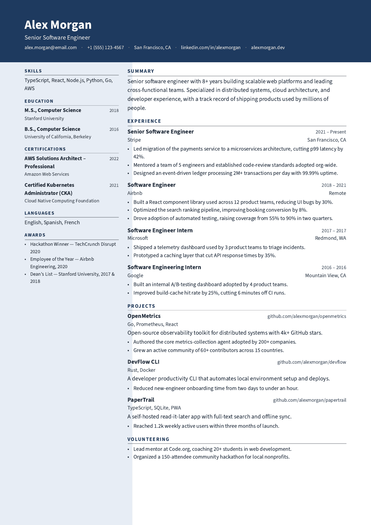 Navy Anchor resume template