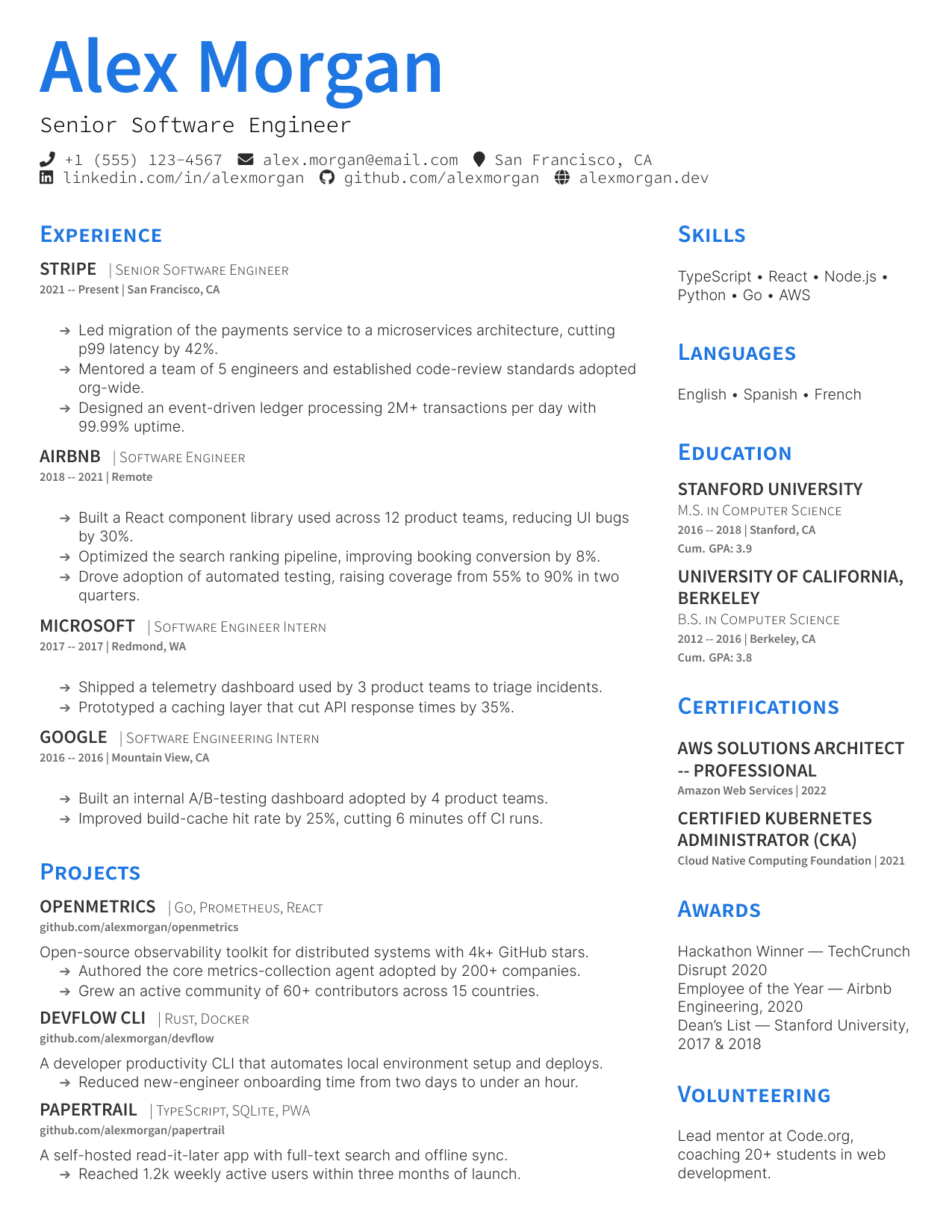 PlushCV resume template
